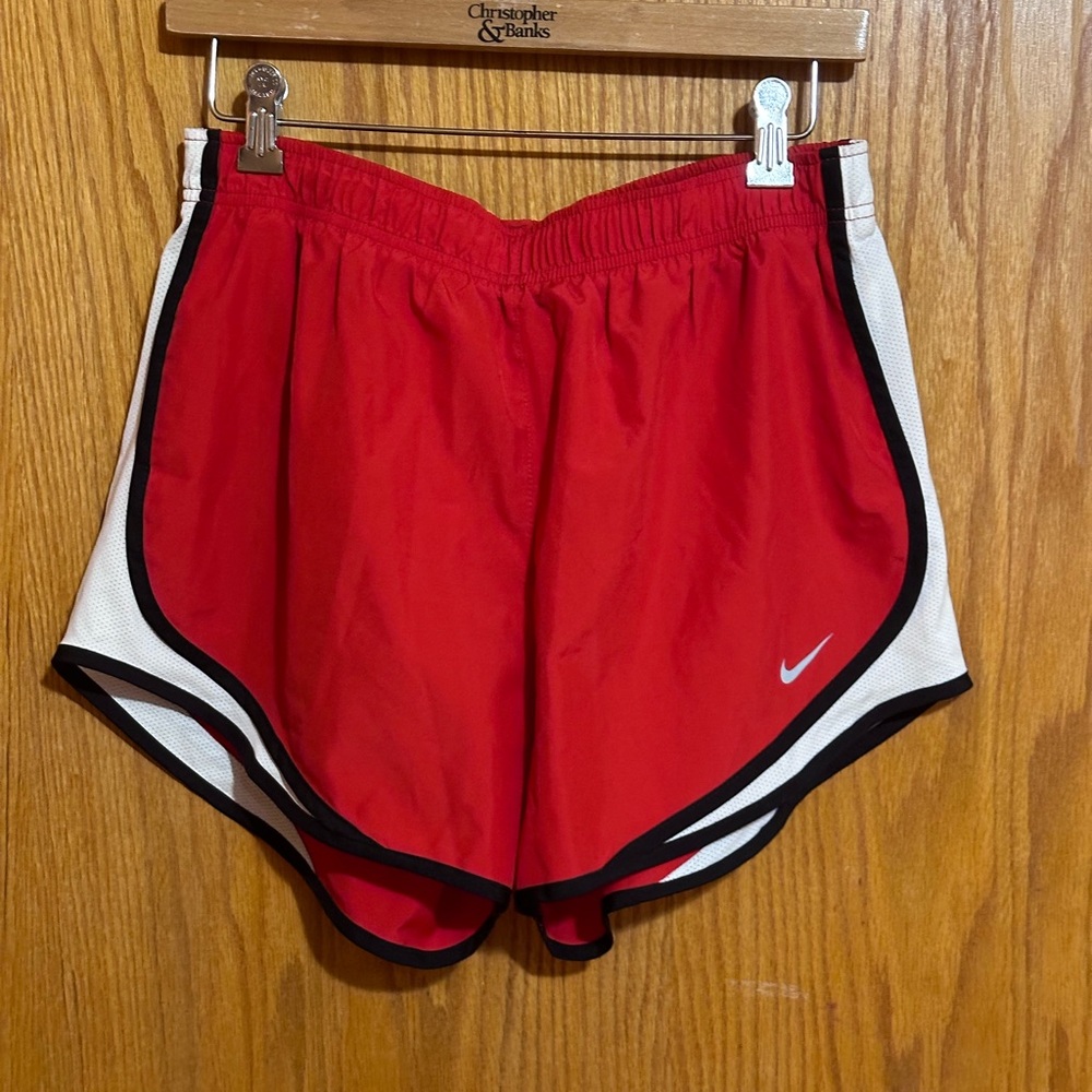 Nike Women's Red and White Athletic Shorts